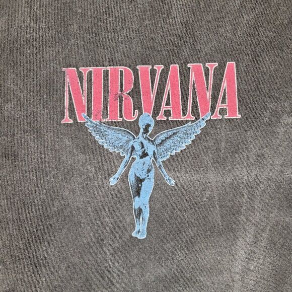 Nirvana In Utero Angel Graphic T-Shirt 2 Side Print Acid Wash Retro Gray Size M - Picture 6 of 9